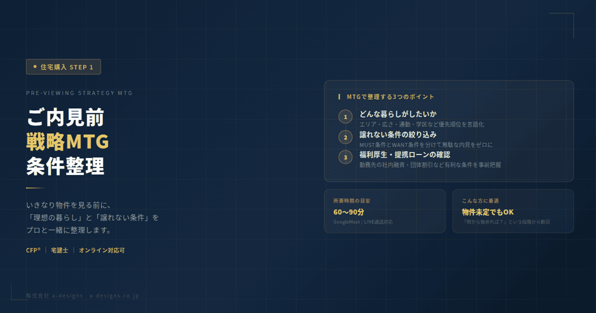 ご内見前MTG（ご購入のご相談・条件整理）